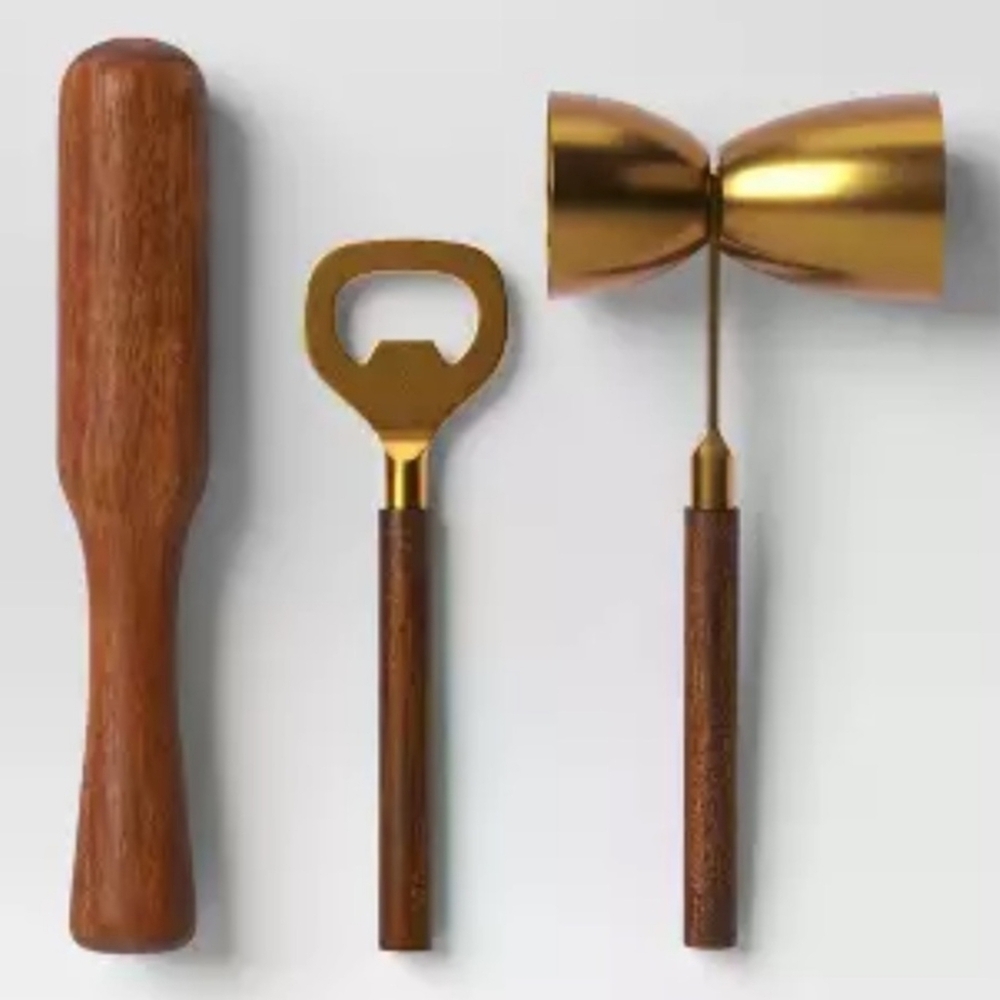 Threshold NWT 3pc Bar Tool Set Wood & Metal